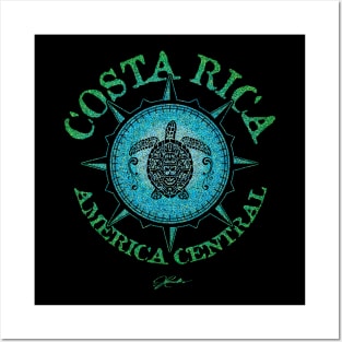 Costa Rica, America Central, Sea Turtle in Compass Rose Posters and Art